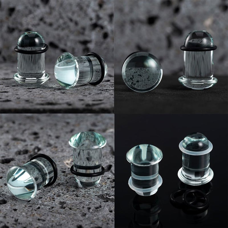 Atomhole Store 8 أزواج/16 قطعة مجموعة توسيع آذان زجاجية 14G-00G مع مقاييس قصيرة وموسعات قابلة للتوسيع مجوهرات ثقب الجسم - Image 4